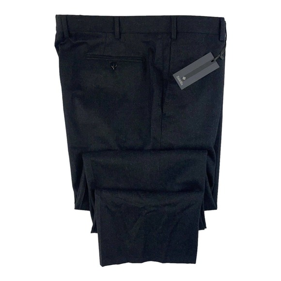 Zanella Devon Gray Flannel Wool Mens Flat Front Trouser Size 40X30 NWT